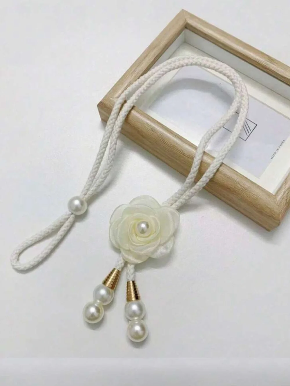 Set of 2 Rose Curtain Tiebacks Pearl Floral  Curtain Holdbacks
